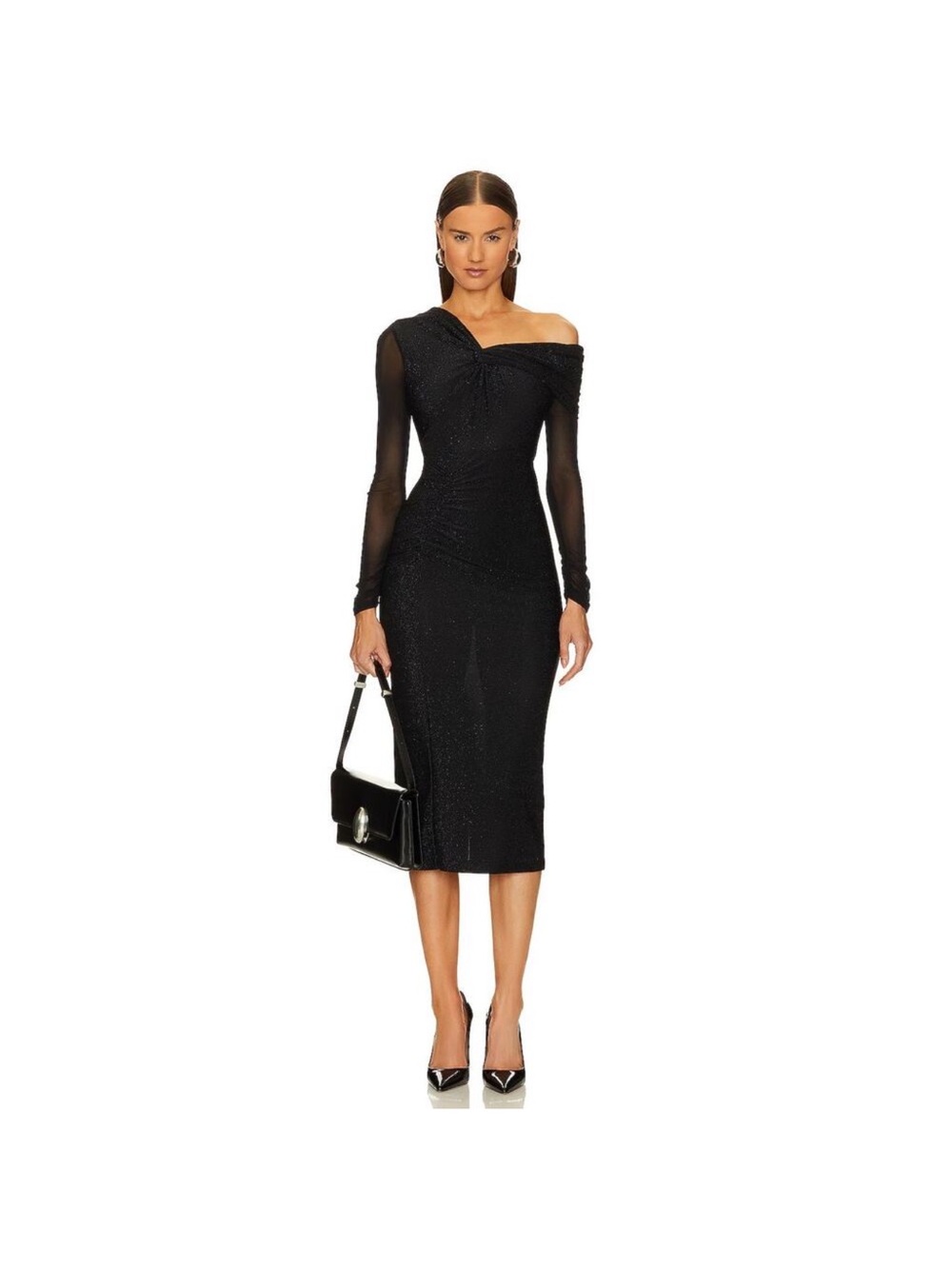 Diane Von Furstenberg Rich Midi Dress Metallic Evening Cocktail Formal Party XS